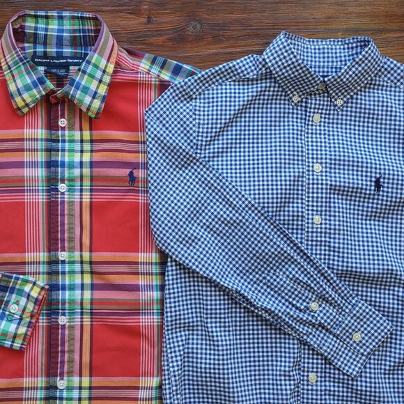 Ralph Lauren Other - 2 Boy's Ralph Lauren Button-Up Shirts Check & Plaid Long Sleeve  Boy Sz 10/12